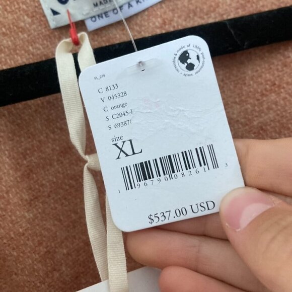 NWT Carleen Free People Scarf Jacket Orange 100% Wool Made In USA Sz XL - Picture 5 of 7